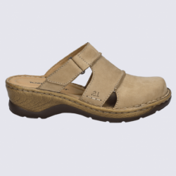 Mules Josef Seibel, mules d'été effet sabot femme en cuir beige sable