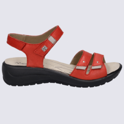 Nu-pieds Westland by Josef Seibel, nu-pieds femme à 2 brides velcro  en cuir rouge