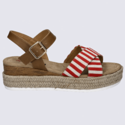 Sandales Westland by Josef Seibel, sandales effet espadrille femme en cuir/textile rouge