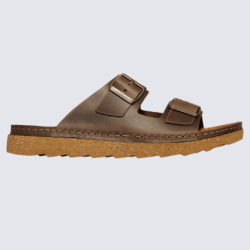 Mules Rohde, sandales homme en cuir marron moka