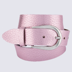 Ceinture Bernd Götz, ceinture tendance femme en cuir rose métallique