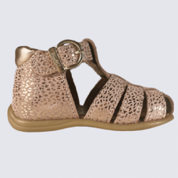 Sandales Bellamy, sandales à motif léopard doré pour fille en cuir rose