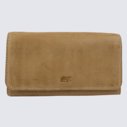 Portefeuille Bear, portefeuille intemporel stop RFID pour femme en cuir beige