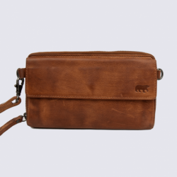 Pochette Bear, pochette à bandoulière mixte en cuir marron