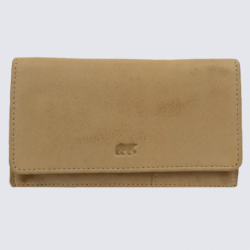 Portefeuille Bear, portefeuille à rabat unisexe Emma en cuir beige