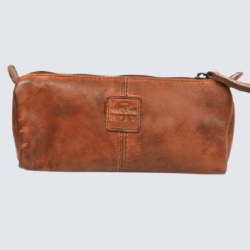 Trousse Bear, trousse Tito unisexe en cuir cognac