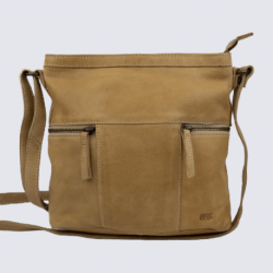 Sac à bandoulière Bear, sac à bandoulière Chessi femme en cuir beige