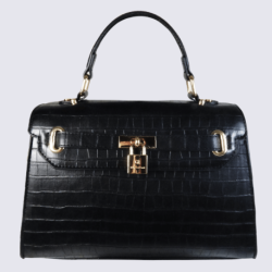 Sac à main Georges Rech, sac à main motif effet croco femme noir