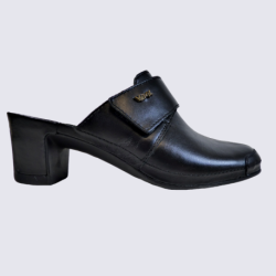 Mules Vital, mules à talon femme en cuir noir