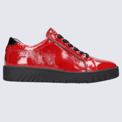 Baskets Waldlaufer, baskets confortables femme en cuir vernis rouge