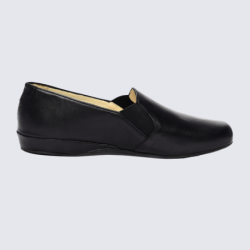 Chaussons Heller, chaussons confortables hommes en cuir noir