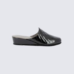 Mules Heller, mules en verni matelassé Arizona femme, noir