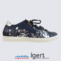 Baskets Mobils, baskets confortables à motifs métallisés femme en cuir navy