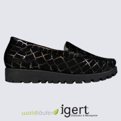 Mocassins Waldlaufer, mocassins élégants femme en cuir noir