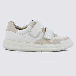 Baskets Ecco, baskets tendances à velcros femme en cuir blanc